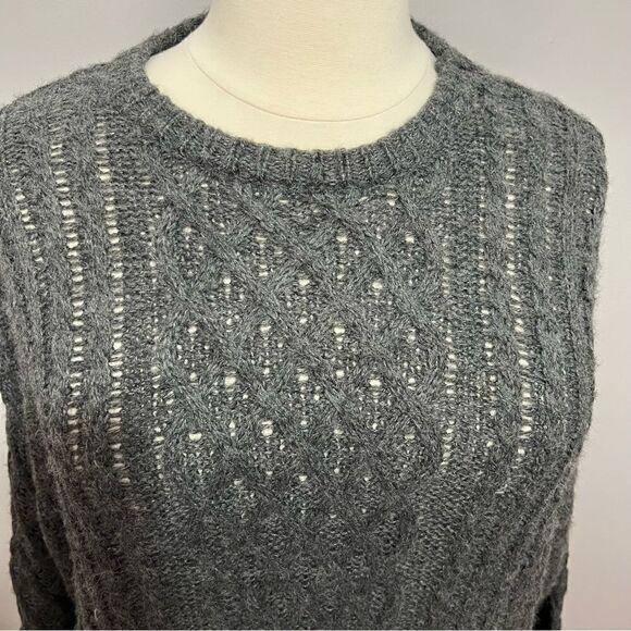 NWT Nordstrom Cali Be Charcoal Gray Cable Knit Crew Neck Sweater - XL/1X - Picture 7 of 12